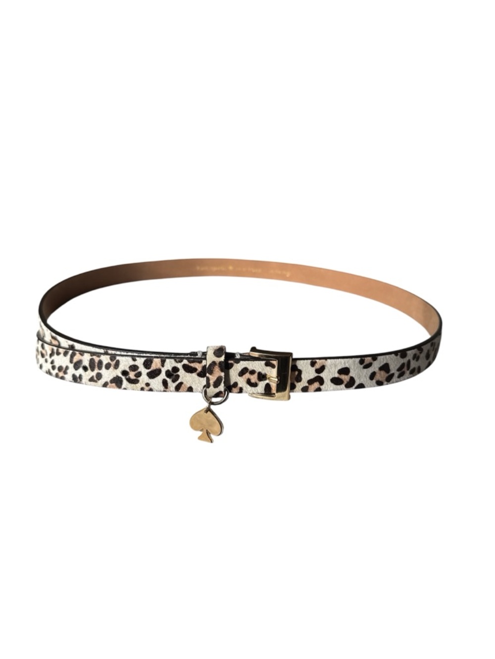 kate spade Leopard Print Leather Belt with Gold Spade Charm size M
